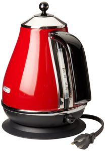 DeLonghi red kbo1401r electric kettle with cord