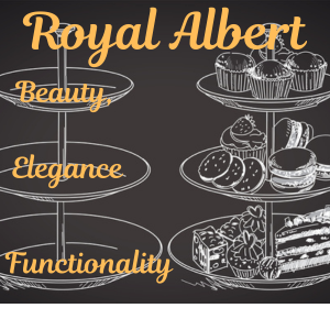 vector image black and white of a 3 tier cake stand with pastries and another one empty